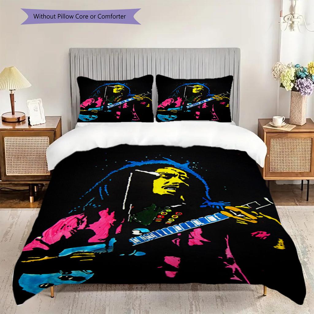 Bob Marley Lebendiges Kunst-Set Dreiteiliges Set 1 Bettbezug 2 Kissenbezüge Ohne Füllung Bettwäsche-Set Bettbezug und Kissenbezug