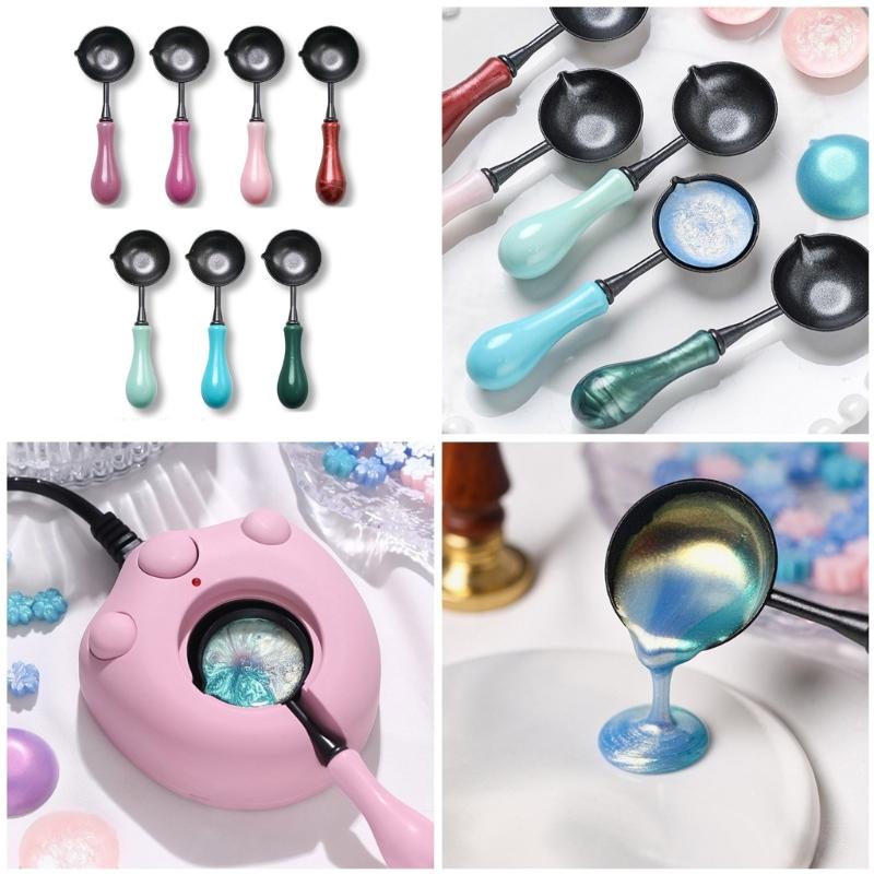 Siegelwachsstempel Löffel Zuckerguss Schwarz Vintage Antihaftlöffel Brennen Schmelzen Partikel Hochzeitsladung Zubehör