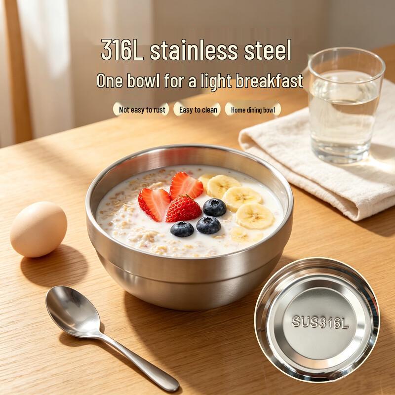 Zhenshang 316 Stainless Steel Double-Layer Anti-Scald Bowl