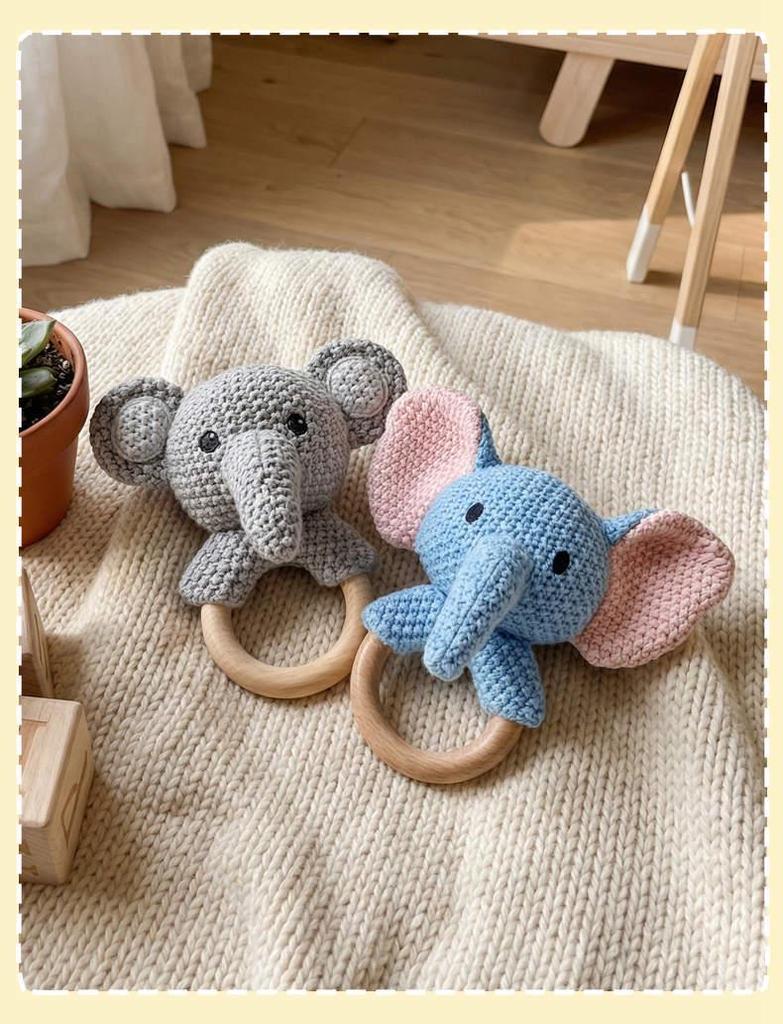 Knitted Cross-Stitch Plush Animal Doll - Cute Rabbit & Bear Companion