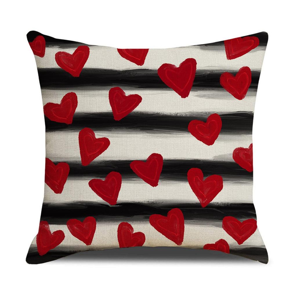 Valentine's Day Throwing Pillow Cover Red Love Letter Linen Print Cushion Cover Sofa  Pillow Cover