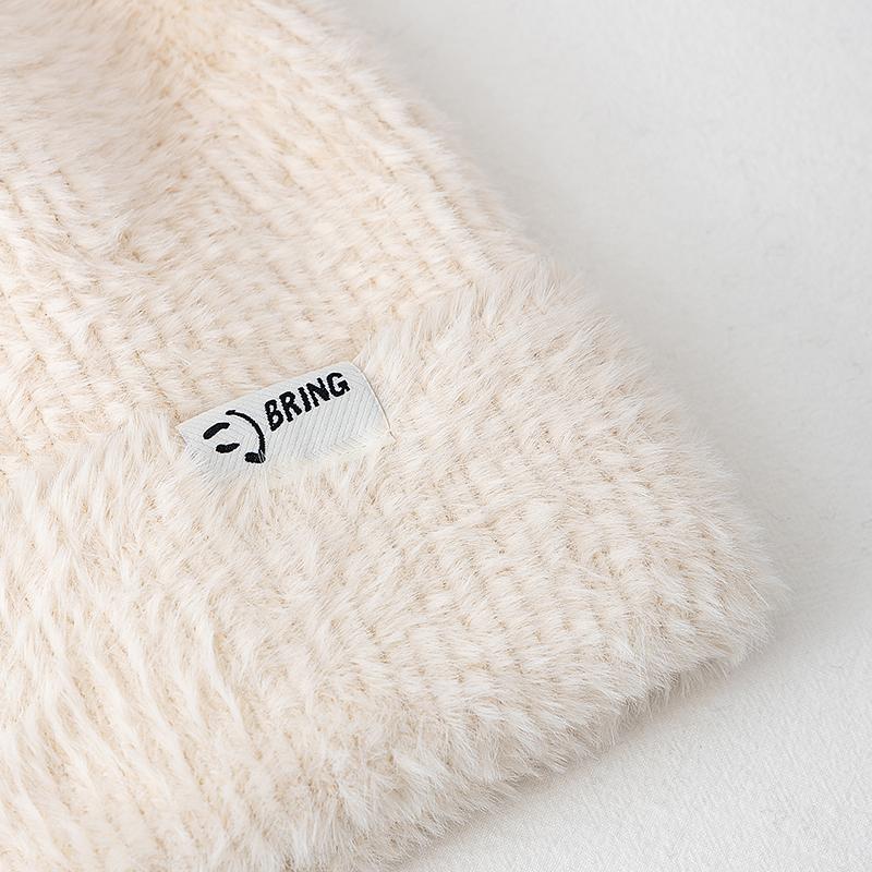Neuer einfacher Plüschhut Kpop-Stil Mütze Süßer Herbst Winter Für Frauen Warme Hüte für Mädchen Outdoor Streetwear Strickmütze