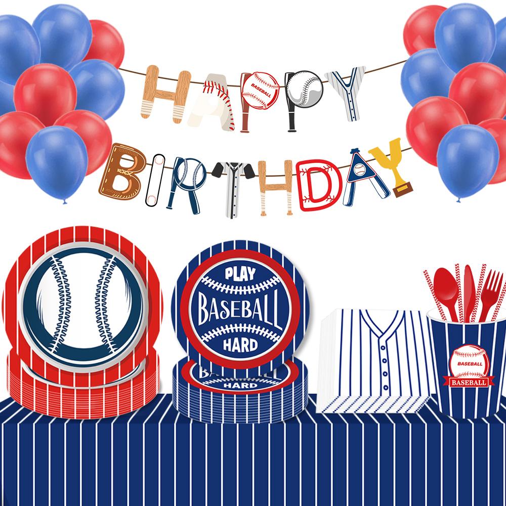 Baseball Theme Party Disposable Tableware Paper Plates Cup Banner Balloons Birthday Club Celebrations Baby Shower Decor Supplies
