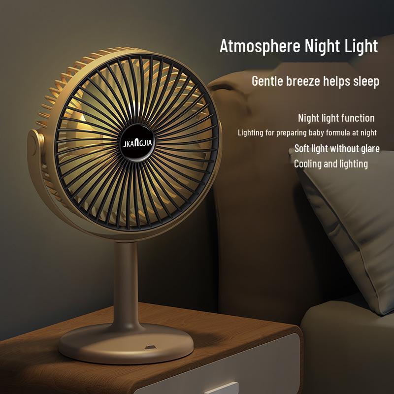 Rechargeable Desktop Fan with Ambient Night Light - Portable for Office, Home, Dorm