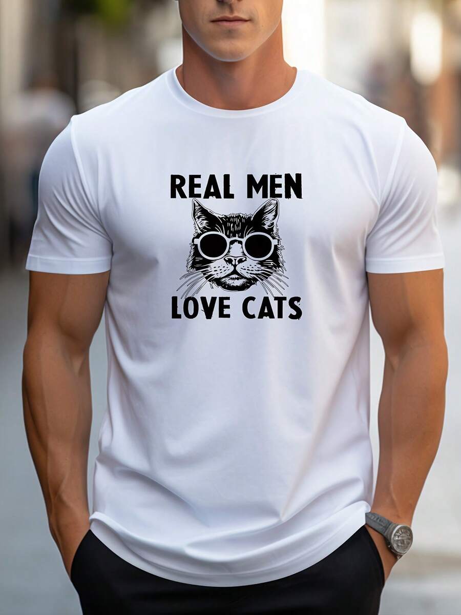 

Unisex s Hand-Painted Cat Print Regular Fit Crew Neck T-Shirt XXXL