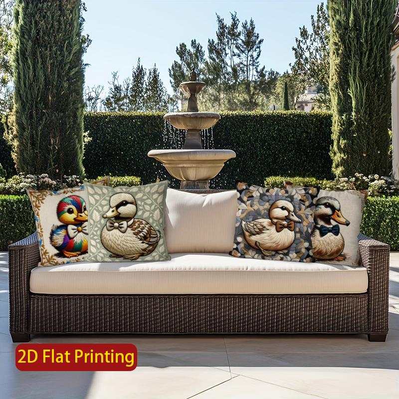 2D Colorful & Adorable Duck-Patterned Pillow Covers Pattern Cushion Cover Suitable For Sofa Bedroom Car Pillow Cover