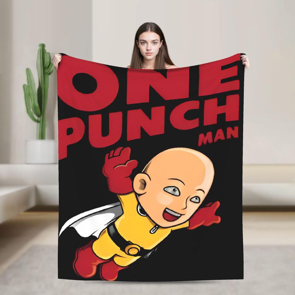 One Punch Man Saitama Anime Graphic Super Warm Blanket Picnic Plush Bedding Throws Print Flannel Bedspread Sofa Bed Cover