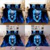 Premium 3d Blue Fire Skull Duvet Cover Pillow Cases Quilt Cover Bedding Set For All Sizes