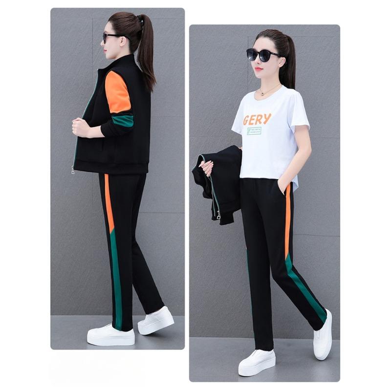 Fashion Colorblock Open Cardigan Women Two Piece Sport Set Slim Fit Long Sleeve Casual Activewear Korean Style Workout Suit