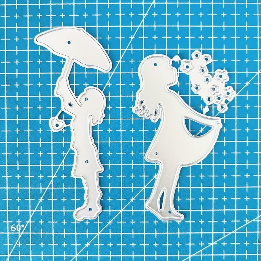 2Pcs/Set Little Girls Dies Cuts For Card Making, Hearts Cutting Dies, Stars Metal Die Cutting Mold, Scrapbooking Dies, DIY Etched Embossing Stencil