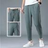 Men's Summer Thin Ice Silk Leisure Loose Nine-minute Trousers Solid Colour Simple Quick-drying Trousers