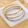 Htpwe Stainless Steel Shell Inlaid Zirconium Bracelet Women 18k Gold Couple Holiday Gift Non-Fading Bracelet Party Daily Zircon