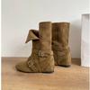 Retro Suede Western Cowboy Boots Martin Boots Women's Shoes New Spring and Autumn Single Boots Two Wear Small Short Boots