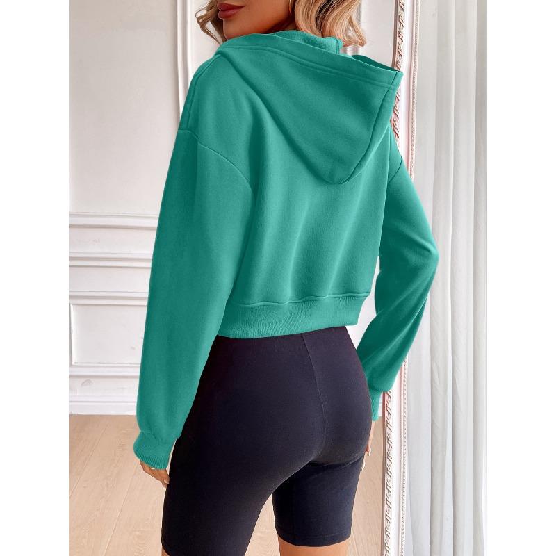Women's Fashion Casual Solid Color Print Long Sleeve Hooded Hoodies & Sweatshirts