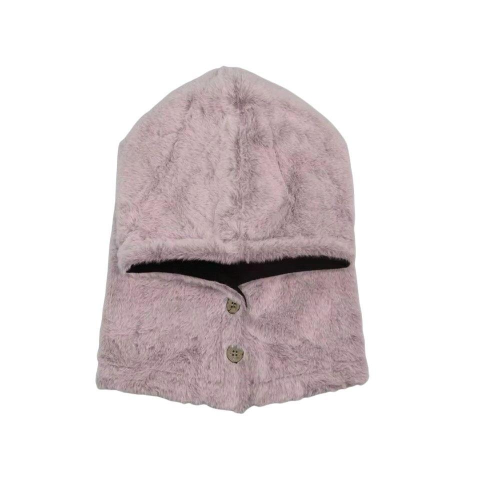 Thickened Balaclava Hat Solid Color Knitted Hooded Hat Simple Winter Cap  Streetwear