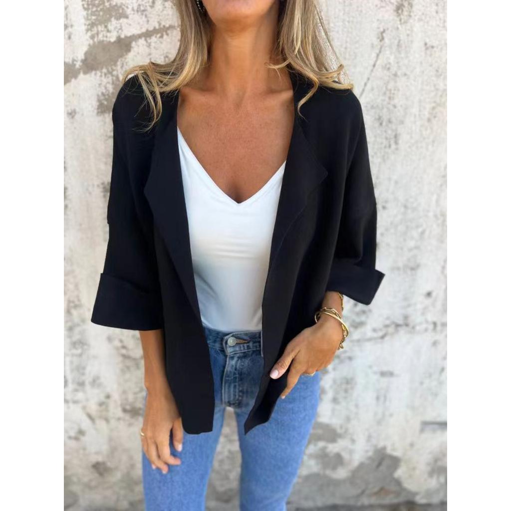 Women's Casual Solid Color Faux Suede Lapel Cardigan Coat For Spring Autumn