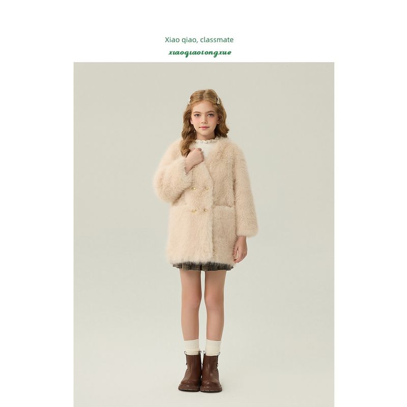 Children's Fur Outwear 2025 Autumn and Winter New Style Girls' Imitation Fox Fur Short Cardigan Little Girl's Fur Outwear