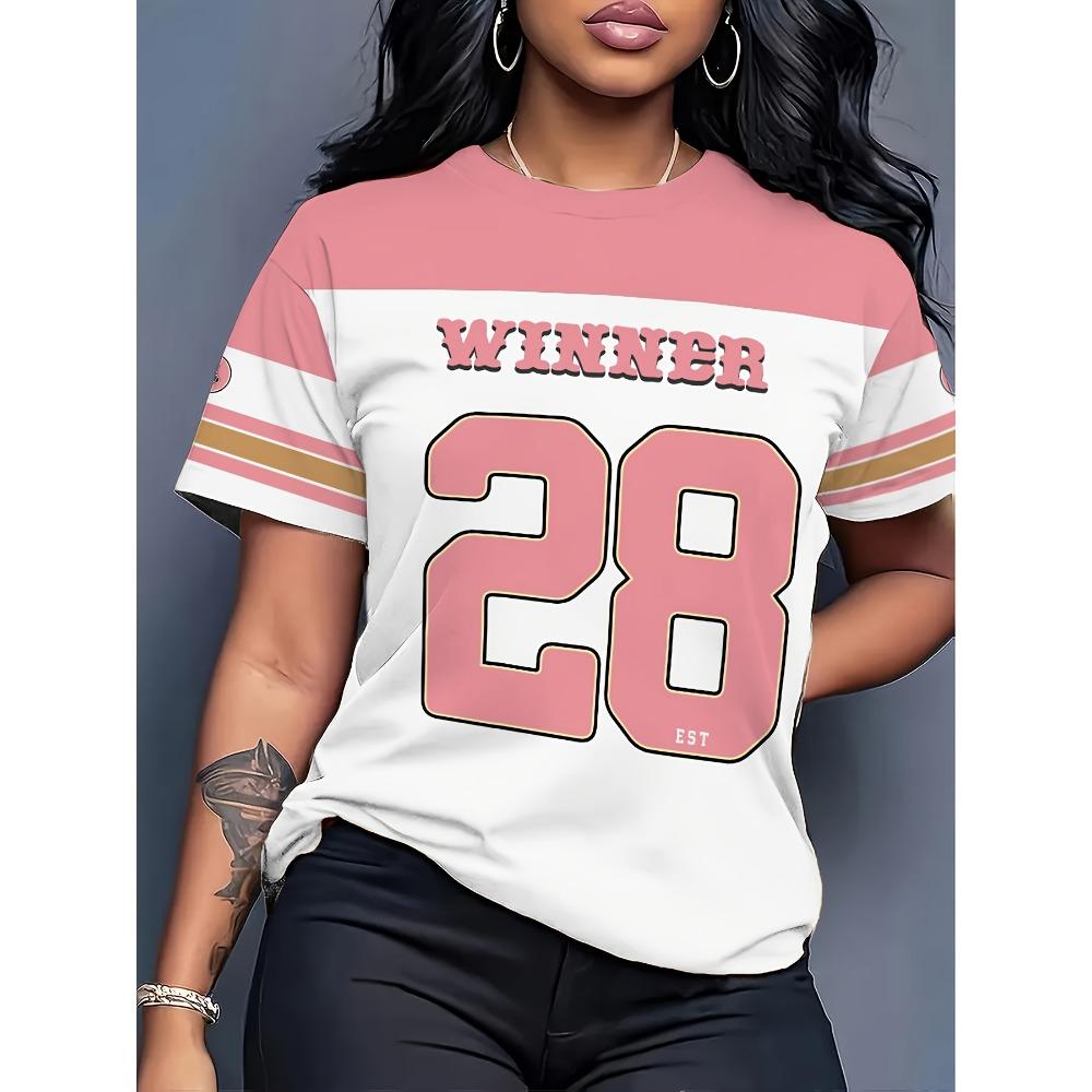 Printed T-shirt - Casual Short-sleeved Summer Top, Loose Round Neck Style, Casual Wear