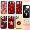 Minimalist Red Star Phone Case For iPhone17,16,15,14,13,12,11 Plus,Pro Magnetic with Magsafe Wireless Charging