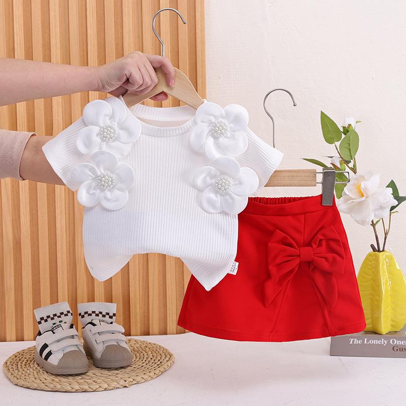 New Summer Baby Clothes Kids Girls Clothing Suit Children T-Shirt Skirt 2Pcs/Sets Toddler Casual Costume Infant Tracksuits