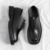 Fashion Men Korea Leather Platform Oxfords Slip On Thick Tottom Male Derby Shoes Casual Loafers Mens Square Toe Formal Dress Shoes 38-48
