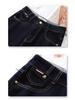 Women's Dark Blue High-Waisted Straight-Leg Jeans with Turn-Up Cuffs - New 2025 Spring/Autumn Slim Fit and Loose Wide-Leg Style