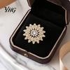 Metal Floral Pin Sparkling Rhinestone Sunflower Brooch, Golden Plated Lapel Decorative Coat Brooch Pin, Dainty Clothing Jewelry Accessory for