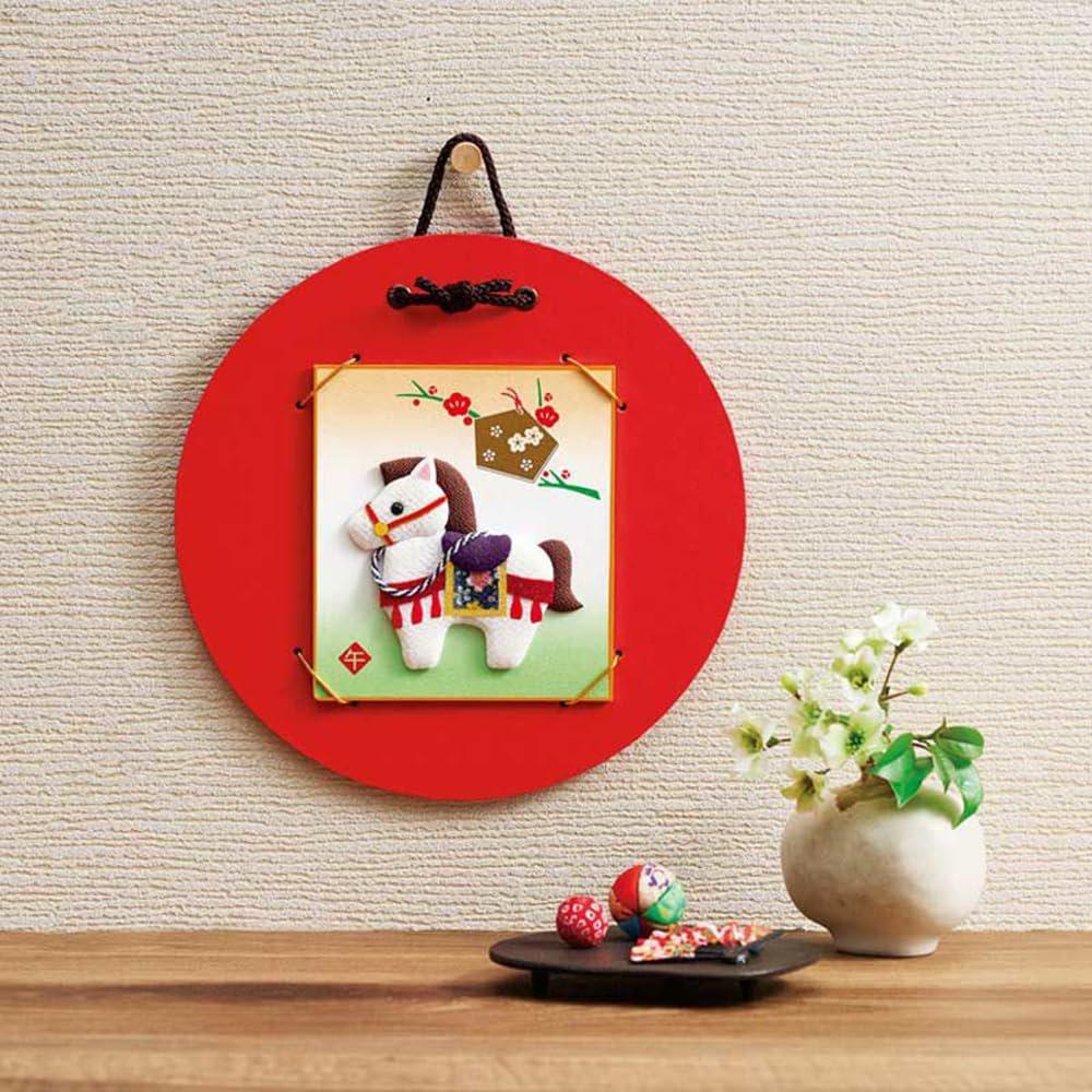 Sakura Horikiri Japanese Oshie Fabric Craft Kit 2026 Year of the Horse New Year Decoration Shikishi Board 12x13.5cm 3902590