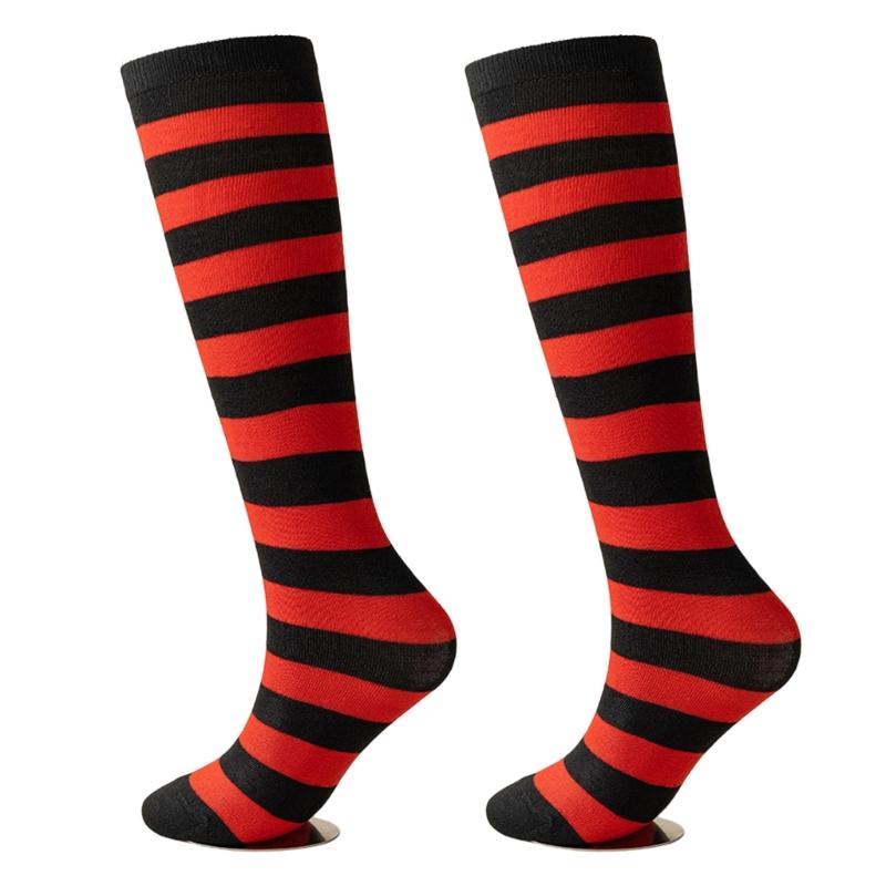 Elastic Stripes Thigh Socks For Women Breathable Long Stripes Socks Practical Overknee Stockings Casual Outfit Essential
