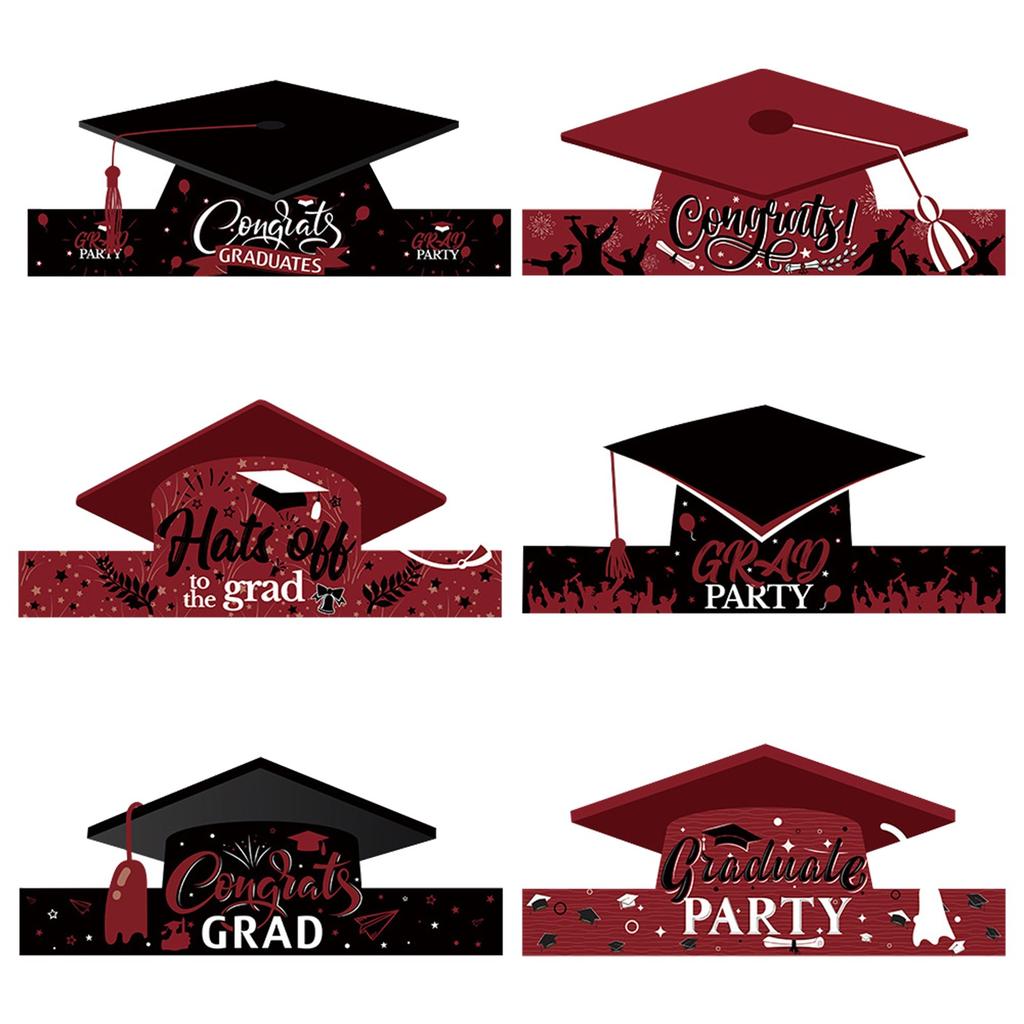 Paper Graduation Cap, Handmade In Black And Red, Graduation Party Decoration Props, Dr. Hat Headband
