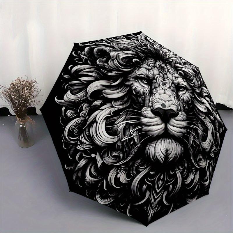 1pc Lion Head Ornament Automatic Umbrella - 8-Rib Foldable Design, Outdoor Adventures, and Family Celebrations Yy250829104