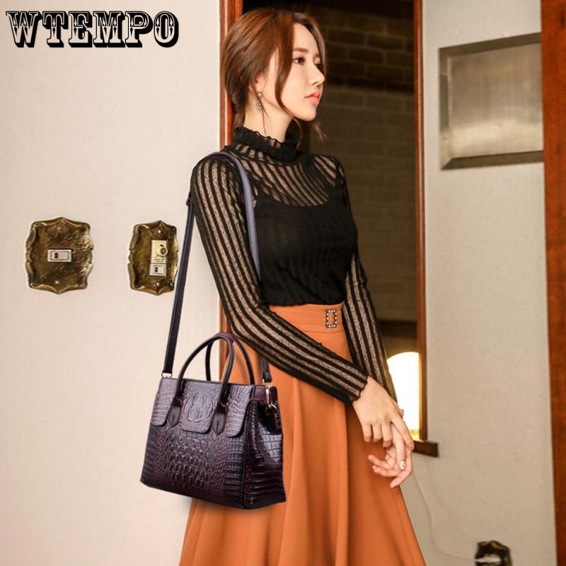 WTEMPO Torebki damskie ze skóry aligatora Projektantki damskie Messenger Torby na ramię Retro Tote