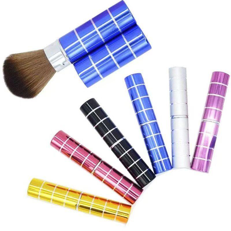 1pcs Retractable Brush Makeup Brush Powder Blusher Powder Brush Mini Soft Nylon Hair Multi-function Portable With Metal Handle