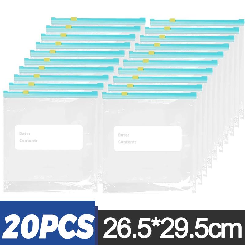 

60/10PC Reusable Food Bags Refrigerator Fresh Zip Bag Vegetable Zipper Bag Container Transparent Fruit Sealed Storage Pouch Wrap