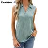 Amazon Europe and The United States Cross-border Foreign Trade 2026 Summer New Solid Color Lapel Loose Sleeveless Undershirt Tops Female Stock