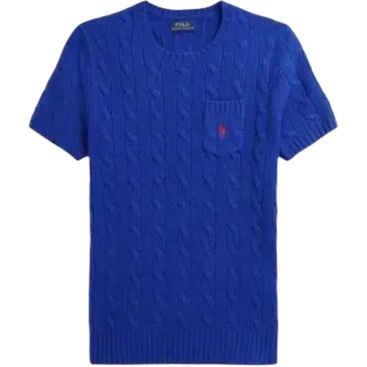 

Polo Ralph Lauren Solid Color Crew Neck Short Sleeve Knit Top Women tops Blue WMPOSWENC021022-520 S