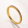 Simple Trendy Colorful Rhinestones Stackable Rings for Men Women Couple Stainless Steel Lucky Birthstone Birthday Gifts Jewelry
