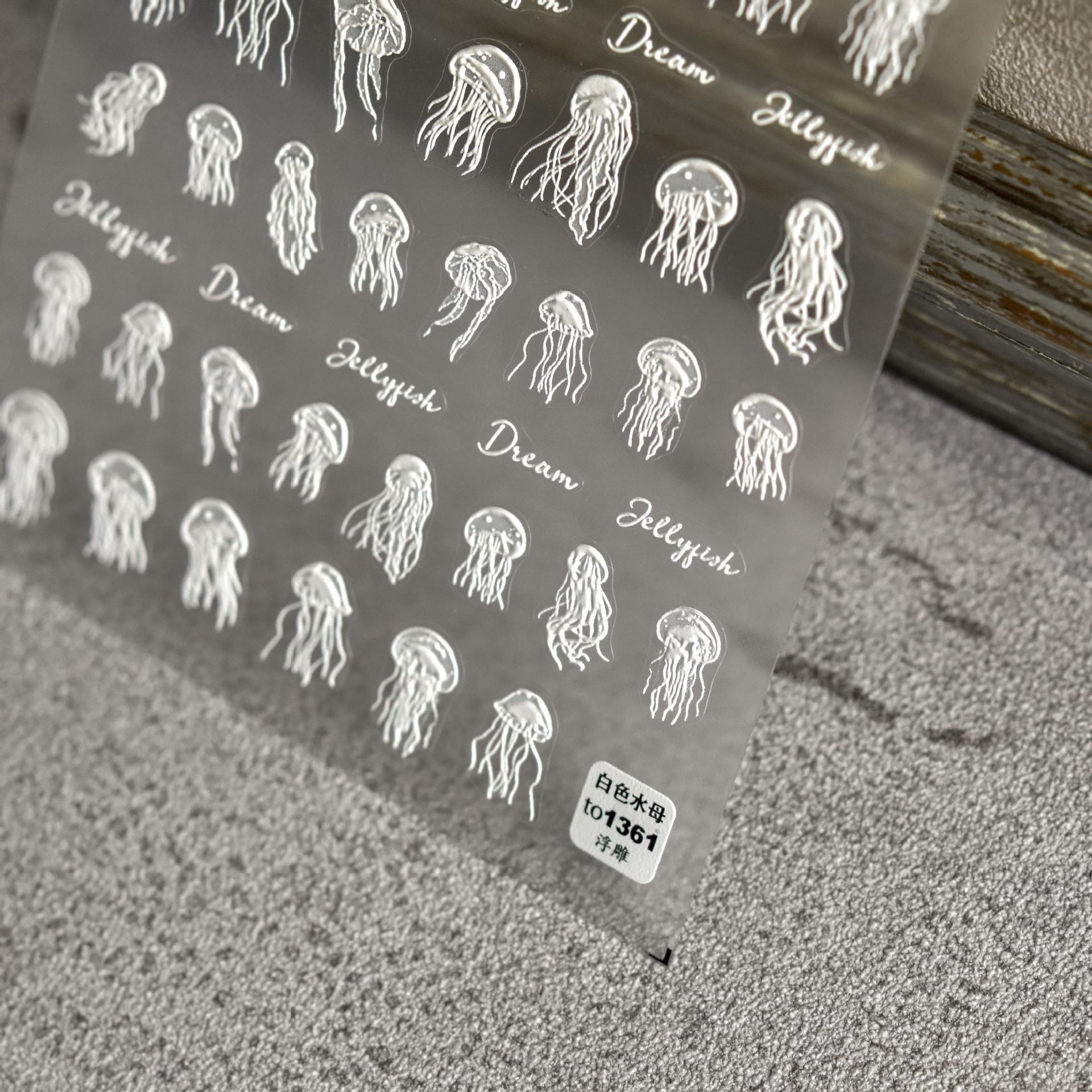 Рельефные наклейки для ногтей в виде медузы 5D-наклейки для ногтей DIY Креативное — фото 4