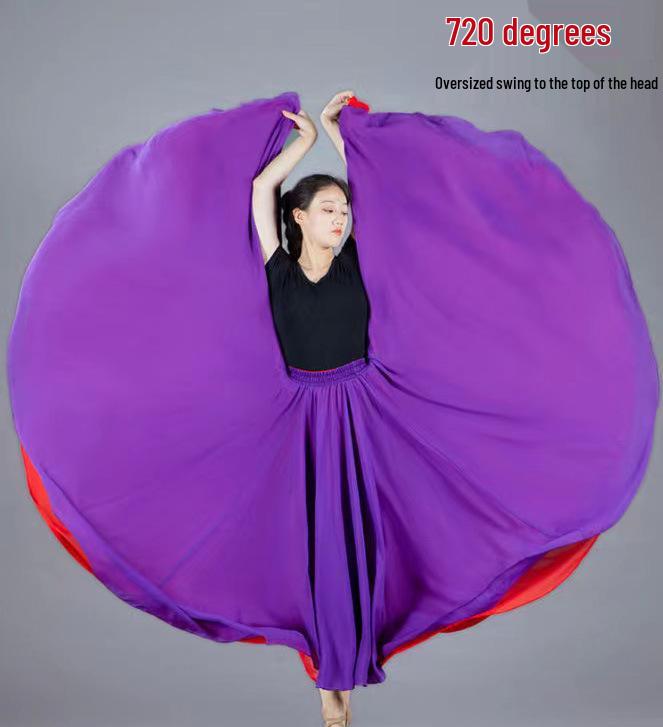 

Двусторонняя двухслойная танцевальная юбка из струящегося шифона - Красная, 720° в повороте Length 80cm for height 150-155cm