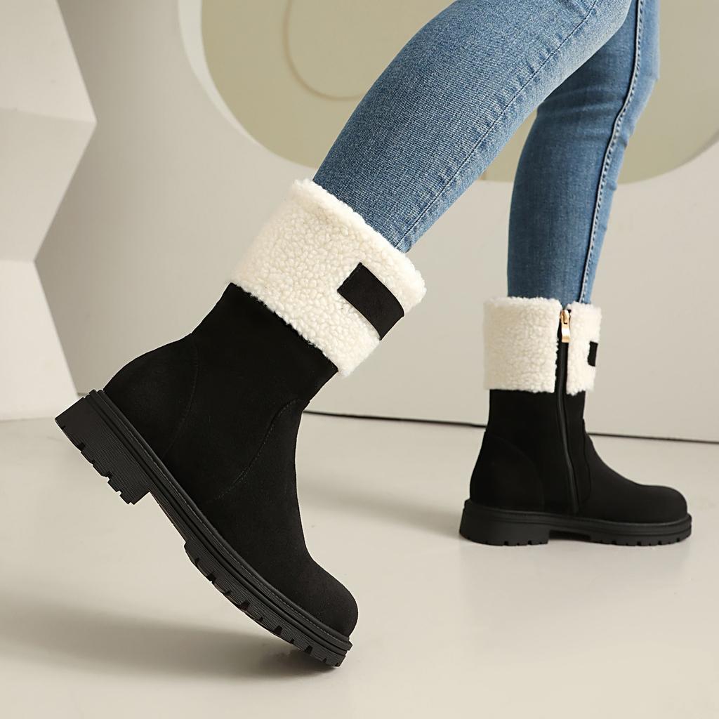 Women's Snow Boots, Comfortable and Warm In Autumn and Winter, Thick Heel Low Heel Large Size Plush Short Boots