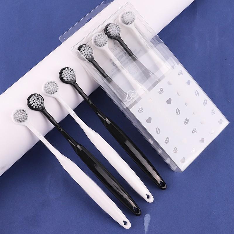 

Зубная щетка для взрослых с мягкой щетиной, спиральным узором, маленькой круглой головкой, черно-белая, для отбеливания зубов, чистки, ухода