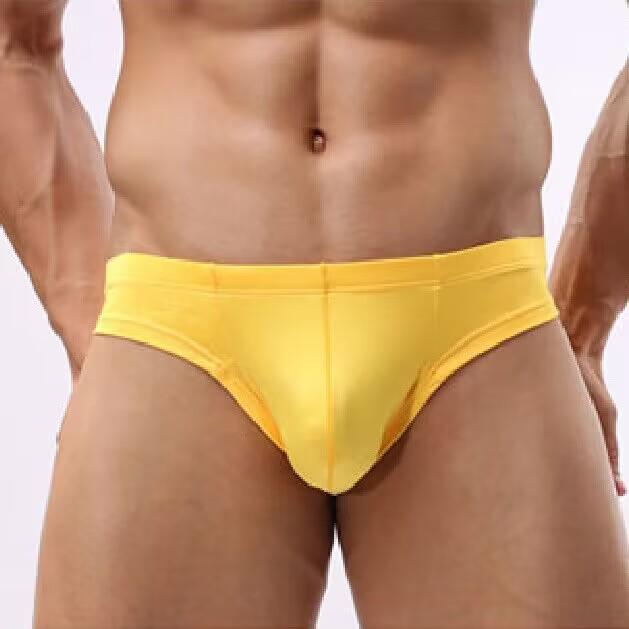 Men's Nylon U-Pouch Low-Rise Bikini Underwear - Solid Color, Sexy Low-Cut