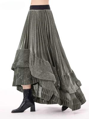 Asymmetrical Fold Patchwork Skirt GYX1517