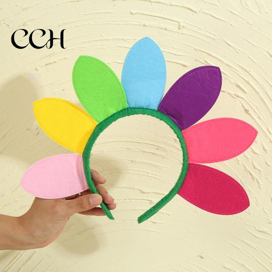 Colorful Sun Flower Decor Headband Elastic Design Kids Versatile Headwear Hairband Christmas Makeup Daily Party Hair Accessories Boy Themed