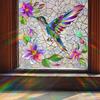 Sticker Colored Glass Hummingbirds And Flowers, Artistic , Gorgeous Home Wall Stickers