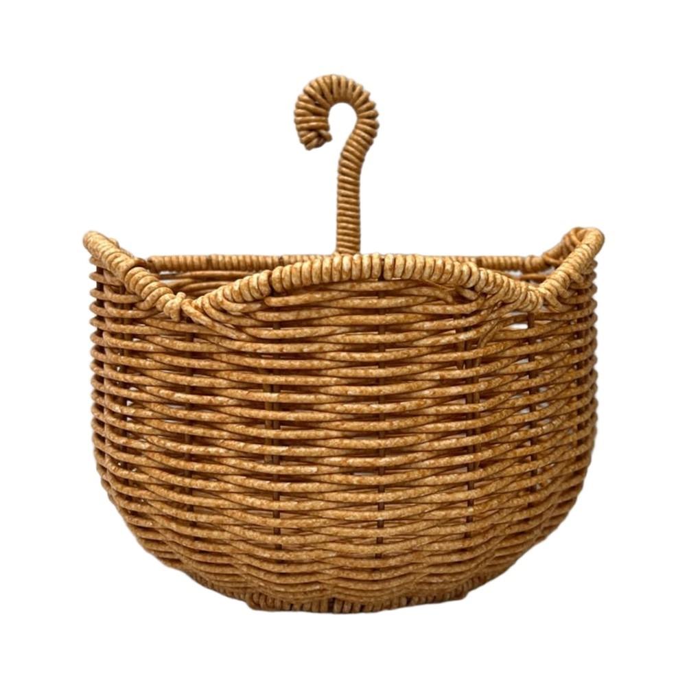 Semicircle Rattan Wall Basket with Umbrella Handle for Keeping Frequently Used Items Within Easy Reach and View