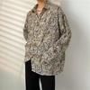 Men's Japanese-Style Full Print Long Sleeve Shirt - Casual, Trendy, Hong Kong-Style Cardigan for Spring/Autumn