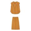 Women's Lycra Tencel Linen Blend Sleeveless Skirt Set