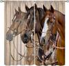 Horse Window Curtains, Western Wild Horses Under Cherry Curtains For Living Room,Country Style Rustic Farm Animal Horse Pink