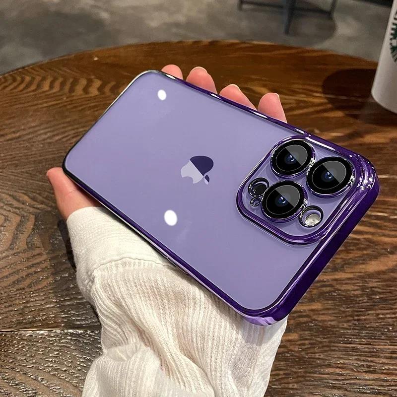 Plating Clear Phone Case For For Iphone 17 Air 16 1 14 13 11 12 Pro Max Plus 13 12 Mini Full Lens Protector Silicone Cover